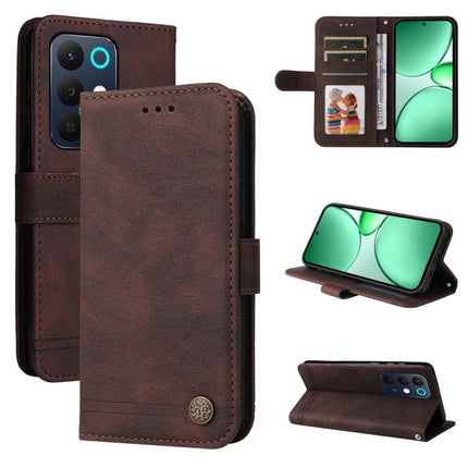 Skin Feel Life Tree Metal Button Leather Phone Case, For Realme 16 Pro+ 5G, For Realme 16 Pro 5G, For Realme 15x 5G India / Realme C85 5G, For Realme C85 Pro 4G