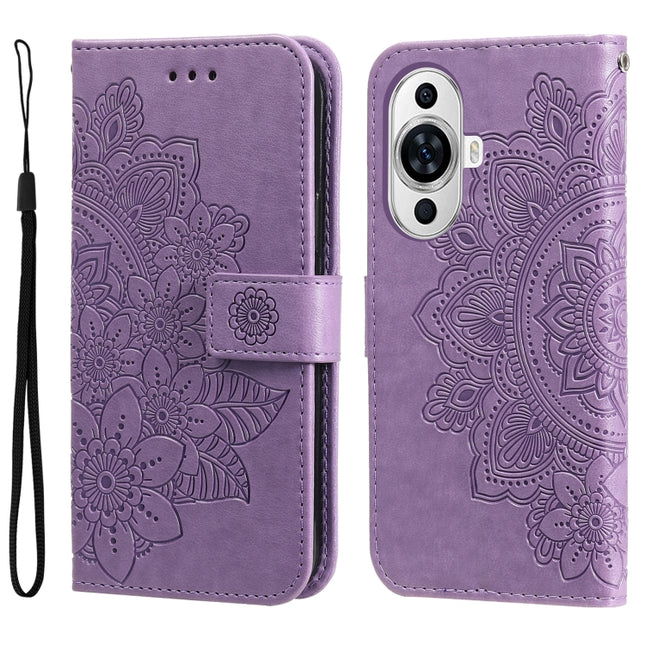 Seven-petal Flowers Embossing Leather Phone Case, For Huawei nova 11