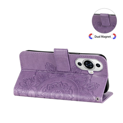 Seven-petal Flowers Embossing Leather Phone Case, For Huawei nova 11