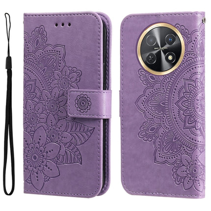 Seven-petal Flowers Embossing Leather Phone Case, For Huawei Mate 60 Pro, For Huawei Enjoy 60X, For Huawei nova 11 Pro, For Huawei nova 11