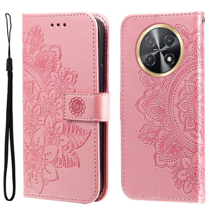 Seven-petal Flowers Embossing Leather Phone Case, For Huawei Mate 60 Pro, For Huawei Enjoy 60X, For Huawei nova 11 Pro, For Huawei nova 11