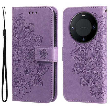 Seven-petal Flowers Embossing Leather Phone Case, For Huawei Enjoy 70, For Huawei nova 11 SE, For Huawei nova 12 Pro, For Huawei Mate 60