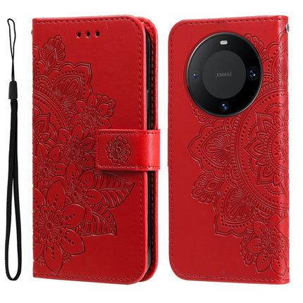 Seven-petal Flowers Embossing Leather Phone Case, For Huawei Enjoy 70, For Huawei nova 11 SE, For Huawei nova 12 Pro, For Huawei Mate 60