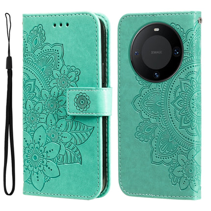 Seven-petal Flowers Embossing Leather Phone Case, For Huawei Mate 60 Pro, For Huawei Enjoy 60X, For Huawei nova 11 Pro, For Huawei nova 11