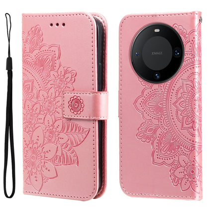 Seven-petal Flowers Embossing Leather Phone Case, For Huawei Mate 60 Pro, For Huawei Enjoy 60X, For Huawei nova 11 Pro, For Huawei nova 11