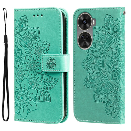 Seven-petal Flowers Embossing Leather Phone Case, For Huawei Enjoy 70, For Huawei nova 11 SE, For Huawei nova 12 Pro, For Huawei Mate 60