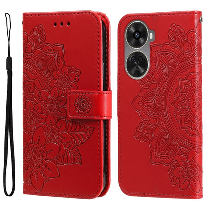 Seven-petal Flowers Embossing Leather Phone Case, For Huawei Enjoy 70, For Huawei nova 11 SE, For Huawei nova 12 Pro, For Huawei Mate 60