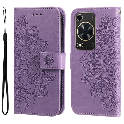 Seven-petal Flowers Embossing Leather Phone Case, For Huawei Enjoy 70, For Huawei nova 11 SE, For Huawei nova 12 Pro, For Huawei Mate 60