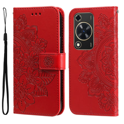 Seven-petal Flowers Embossing Leather Phone Case, For Huawei Enjoy 70, For Huawei nova 11 SE, For Huawei nova 12 Pro, For Huawei Mate 60