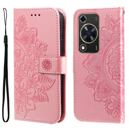Seven-petal Flowers Embossing Leather Phone Case, For Huawei Enjoy 70, For Huawei nova 11 SE, For Huawei nova 12 Pro, For Huawei Mate 60