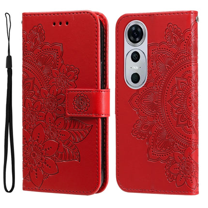 Seven-petal Flowers Embossing Leather Phone Case, For Huawei Mate 60, For Huawei Mate 60 Pro, For Huawei Enjoy 60X, For Huawei nova 11 Pro
