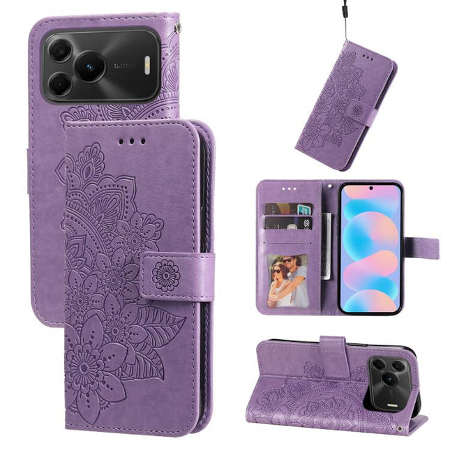 Seven-petal Flowers Embossing Leather Phone Case, For Huawei nova 16, For Huawei Enjoy 90 Pro Max 5G, For Huawei Enjoy 90 / Enjoy 90 Plus 5G, For Huawei Enjoy 80 Plus
