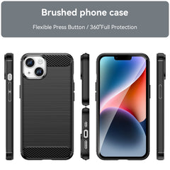 Brushed Texture Carbon Fiber TPU Phone Case, For iPhone 15, For iPhone 15 Plus, For iPhone 15 Pro, For iPhone 15 Pro Max