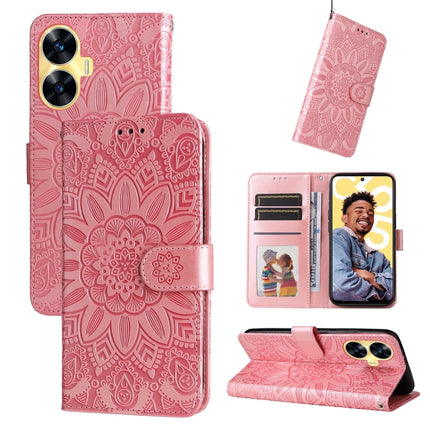 Embossed Sunflower Leather Phone Case, For Realme 11 Pro / 11 Pro+, For Realme C65 4G, For Realme C55, For Realme GT Neo 5 5G / GT3