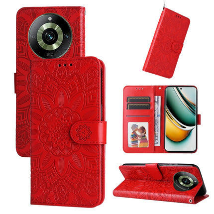 Embossed Sunflower Leather Phone Case, For Realme 11 Pro / 11 Pro+, For Realme C65 4G, For Realme C55, For Realme GT Neo 5 5G / GT3