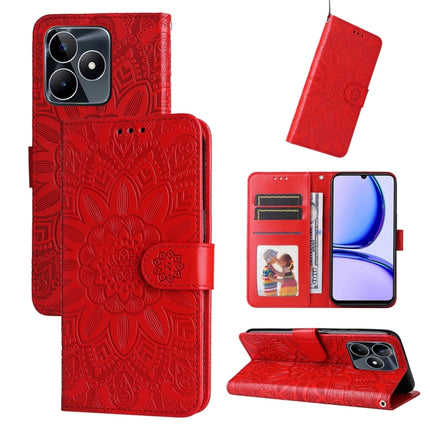 Embossed Sunflower Leather Phone Case, For Realme C67 Global / 11 5G Taiwan Version, For Realme 11 4G Global, For Realme C53 / Narzo N53, For Realme 11