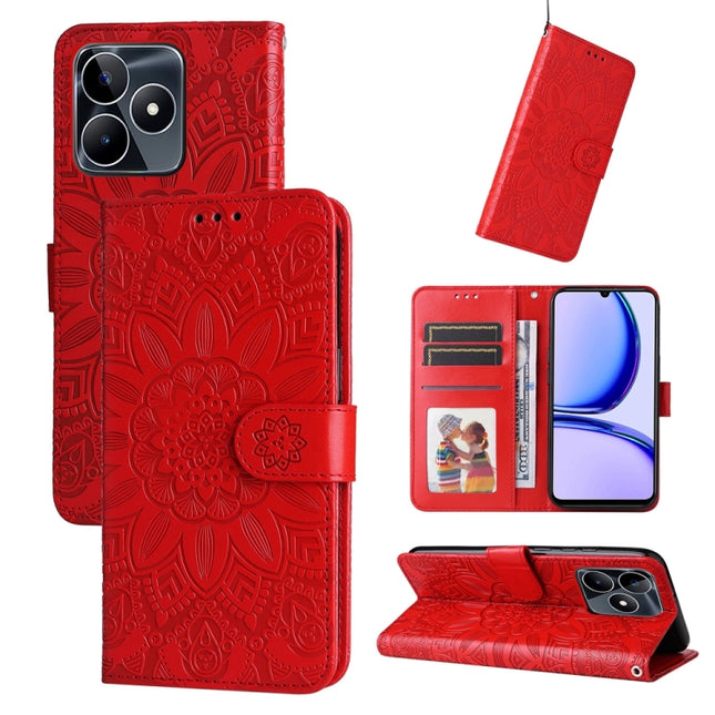 Embossed Sunflower Leather Phone Case, For Realme 11 Pro / 11 Pro+, For Realme C65 4G, For Realme C55, For Realme GT Neo 5 5G / GT3