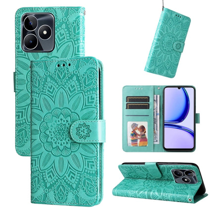Embossed Sunflower Leather Phone Case, For Realme C67 Global / 11 5G Taiwan Version, For Realme 11 4G Global, For Realme C53 / Narzo N53, For Realme 11