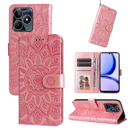 Embossed Sunflower Leather Phone Case, For Realme C67 Global / 11 5G Taiwan Version, For Realme 11 4G Global, For Realme C53 / Narzo N53, For Realme 11
