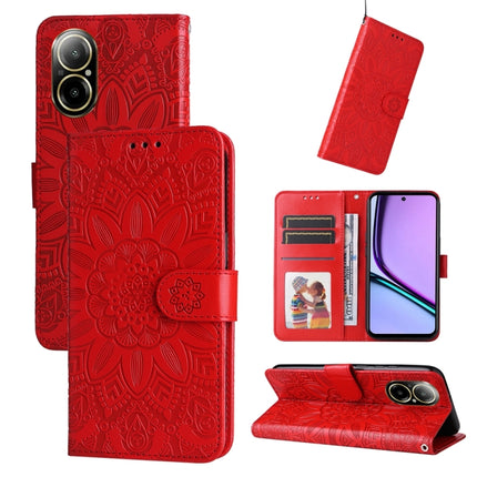 Embossed Sunflower Leather Phone Case, For Realme 12 5G, For Realme 12+, For Realme 12 Pro+, For Realme C67 4G Global