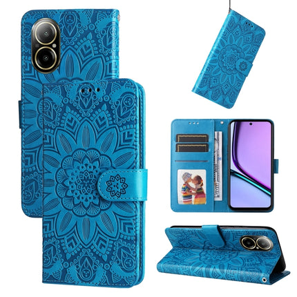 Embossed Sunflower Leather Phone Case, For Realme 12 5G, For Realme 12+, For Realme 12 Pro+, For Realme C67 4G Global