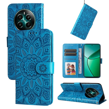 Embossed Sunflower Leather Phone Case, For Realme 12 5G, For Realme 12+, For Realme 12 Pro+, For Realme C67 4G Global