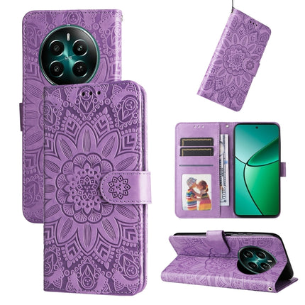Embossed Sunflower Leather Phone Case, For Realme 12 5G, For Realme 12+, For Realme 12 Pro+, For Realme C67 4G Global