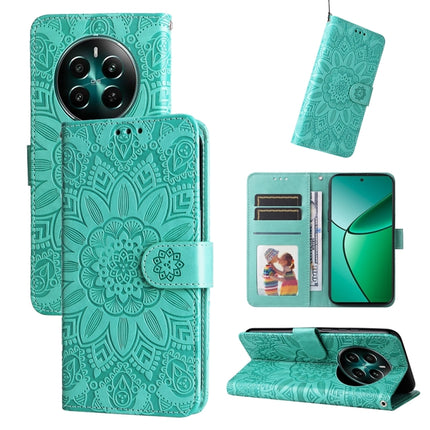 Embossed Sunflower Leather Phone Case, For Realme 12 5G, For Realme 12+, For Realme 12 Pro+, For Realme C67 4G Global