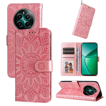 Embossed Sunflower Leather Phone Case, For Realme 12 5G, For Realme 12+, For Realme 12 Pro+, For Realme C67 4G Global