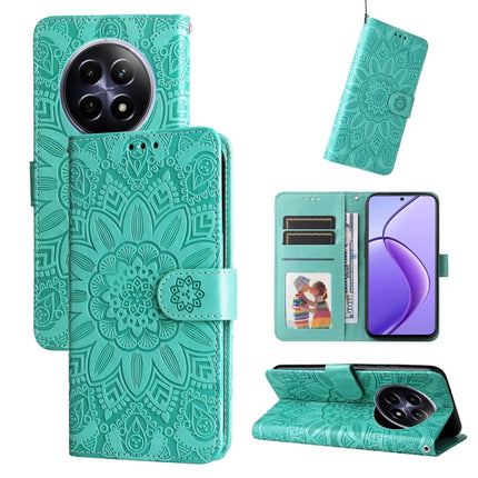 Embossed Sunflower Leather Phone Case, For Realme 12 5G, For Realme 12+, For Realme 12 Pro+, For Realme C67 4G Global