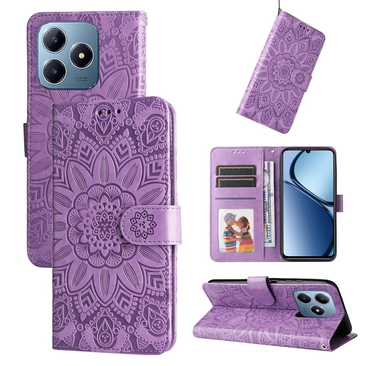 Embossed Sunflower Leather Phone Case