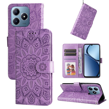 Embossed Sunflower Leather Phone Case, For Realme 13+, For Realme 13 Pro / 13 Pro+ / P1 Pro Global, For Realme GT 6 / GT Neo6 SE, For Realme C63 / C61  / Note 60