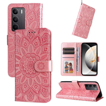 Embossed Sunflower Leather Phone Case, For Realme 15T 5G, For Realme Narzo 80 Lite 4G / C71 India, For Realme 15 5G / Realme 15 Pro 5G, For Realme C71 4G / C75 4G / 5G / 14x
