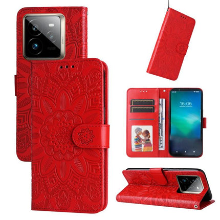 Embossed Sunflower Leather Phone Case, For Realme 14 Global, For Realme 14 Pro+ Global, For Realme 14 Pro Global, For Realme GT 7 Pro