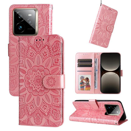 Embossed Sunflower Leather Phone Case, For Realme 14 Global, For Realme 14 Pro+ Global, For Realme 14 Pro Global, For Realme GT 7 Pro