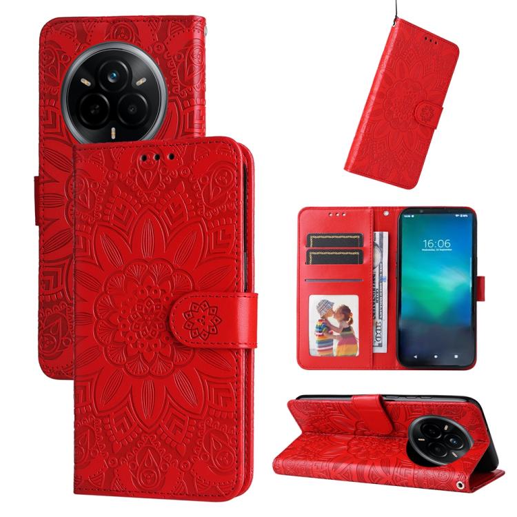 Embossed Sunflower Leather Phone Case