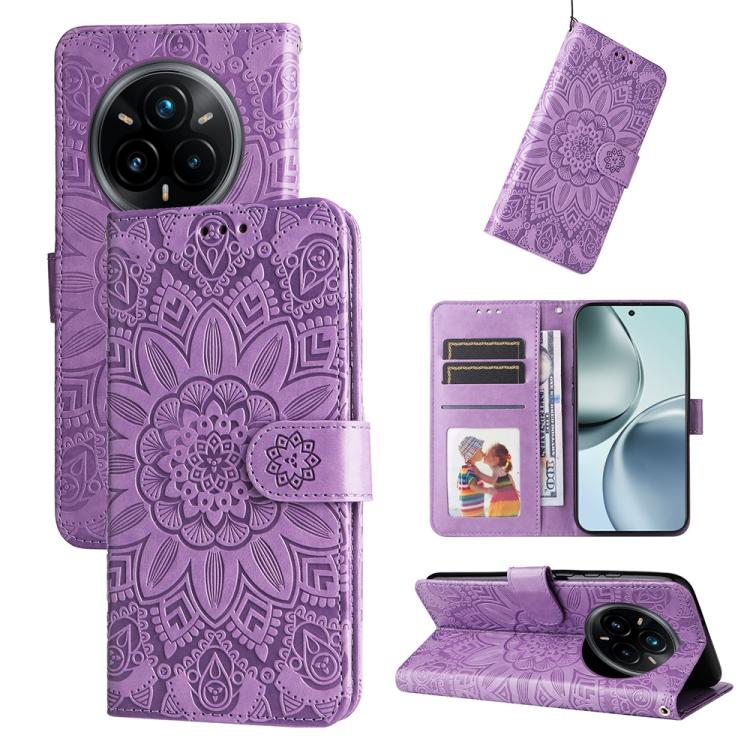 Embossed Sunflower Leather Phone Case