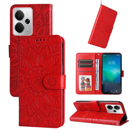 Embossed Sunflower Leather Phone Case, For Realme 14 Global, For Realme 14 Pro+ Global, For Realme 14 Pro Global, For Realme GT 7 Pro