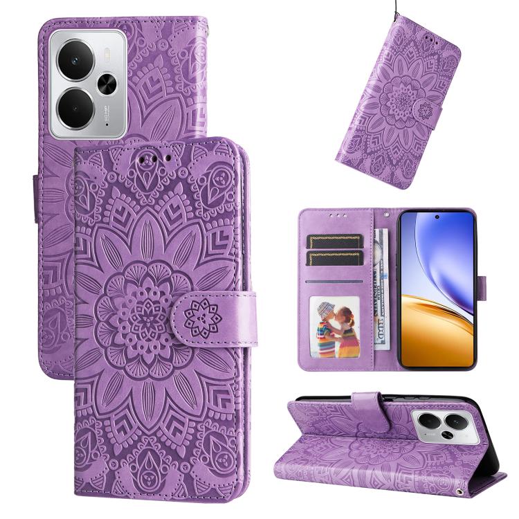 Embossed Sunflower Leather Phone Case