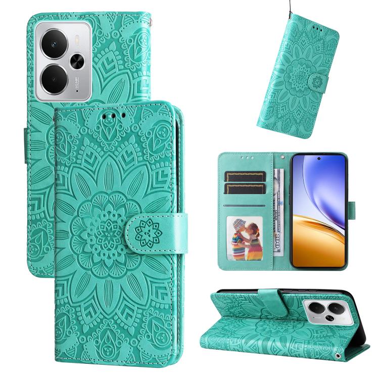 Embossed Sunflower Leather Phone Case