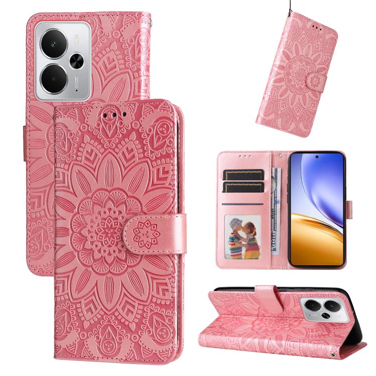 Embossed Sunflower Leather Phone Case