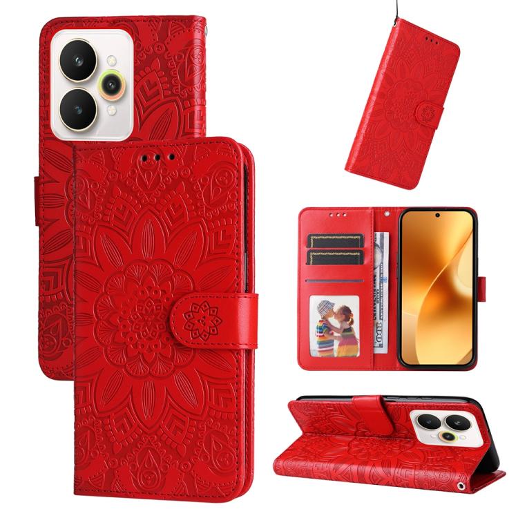 Embossed Sunflower Leather Phone Case