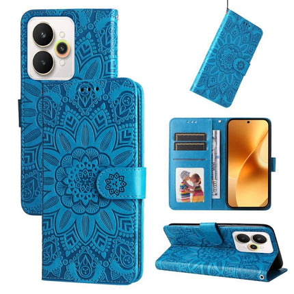 Embossed Sunflower Leather Phone Case, For Realme 15T 5G, For Realme Narzo 80 Lite 4G / C71 India, For Realme 15 5G / Realme 15 Pro 5G, For Realme C71 4G / C75 4G / 5G / 14x