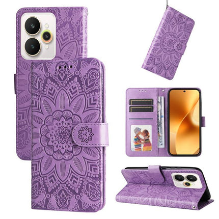 Embossed Sunflower Leather Phone Case, For Realme 15T 5G, For Realme Narzo 80 Lite 4G / C71 India, For Realme 15 5G / Realme 15 Pro 5G, For Realme C71 4G / C75 4G / 5G / 14x