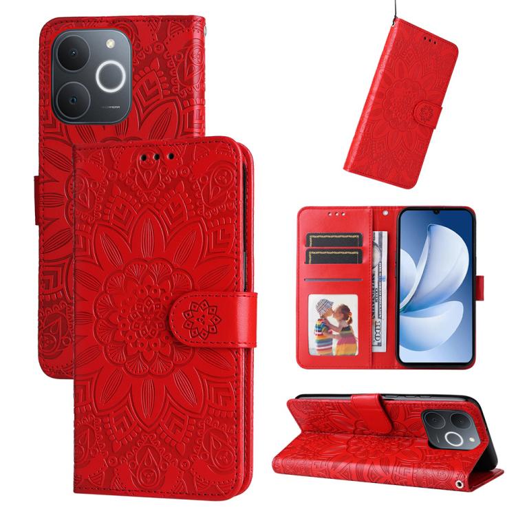 Embossed Sunflower Leather Phone Case