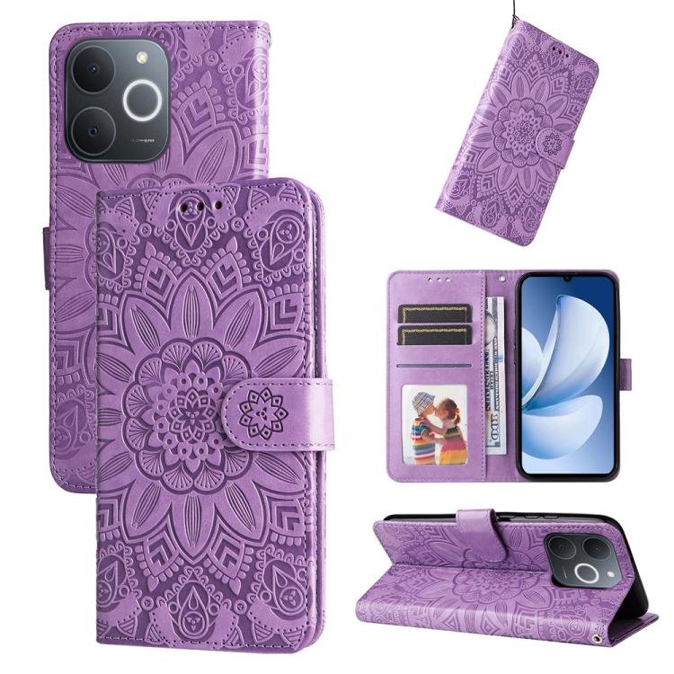 Embossed Sunflower Leather Phone Case