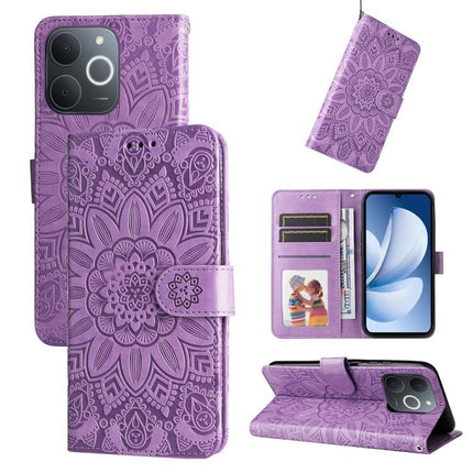 Embossed Sunflower Leather Phone Case, For Realme 15T 5G, For Realme Narzo 80 Lite 4G / C71 India, For Realme 15 5G / Realme 15 Pro 5G, For Realme C71 4G / C75 4G / 5G / 14x