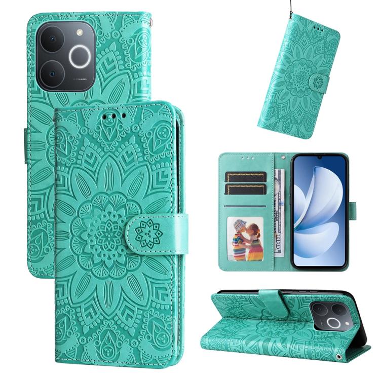 Embossed Sunflower Leather Phone Case