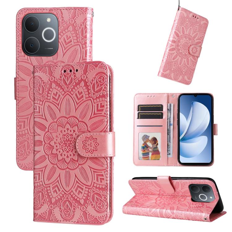 Embossed Sunflower Leather Phone Case