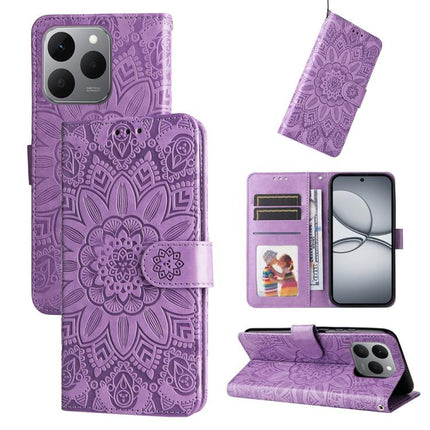 Embossed Sunflower Leather Phone Case, For Realme 15T 5G, For Realme Narzo 80 Lite 4G / C71 India, For Realme 15 5G / Realme 15 Pro 5G, For Realme C71 4G / C75 4G / 5G / 14x